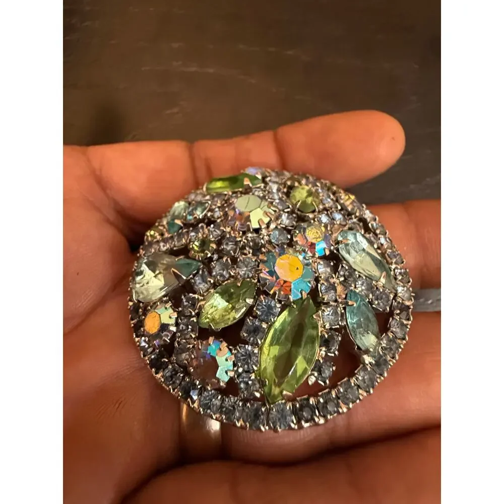 Vintage Open Back Mixed Stone Brooch Pin